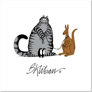 B kliban - cat leading a kangaroo Posters and Art